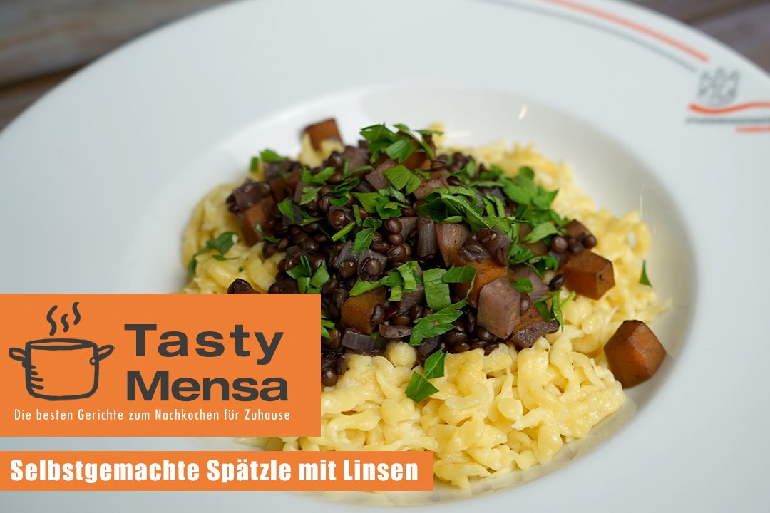 Selbstgemachte Spätzle mit Linsen Selbstgemachte Spätzle mit Linsen