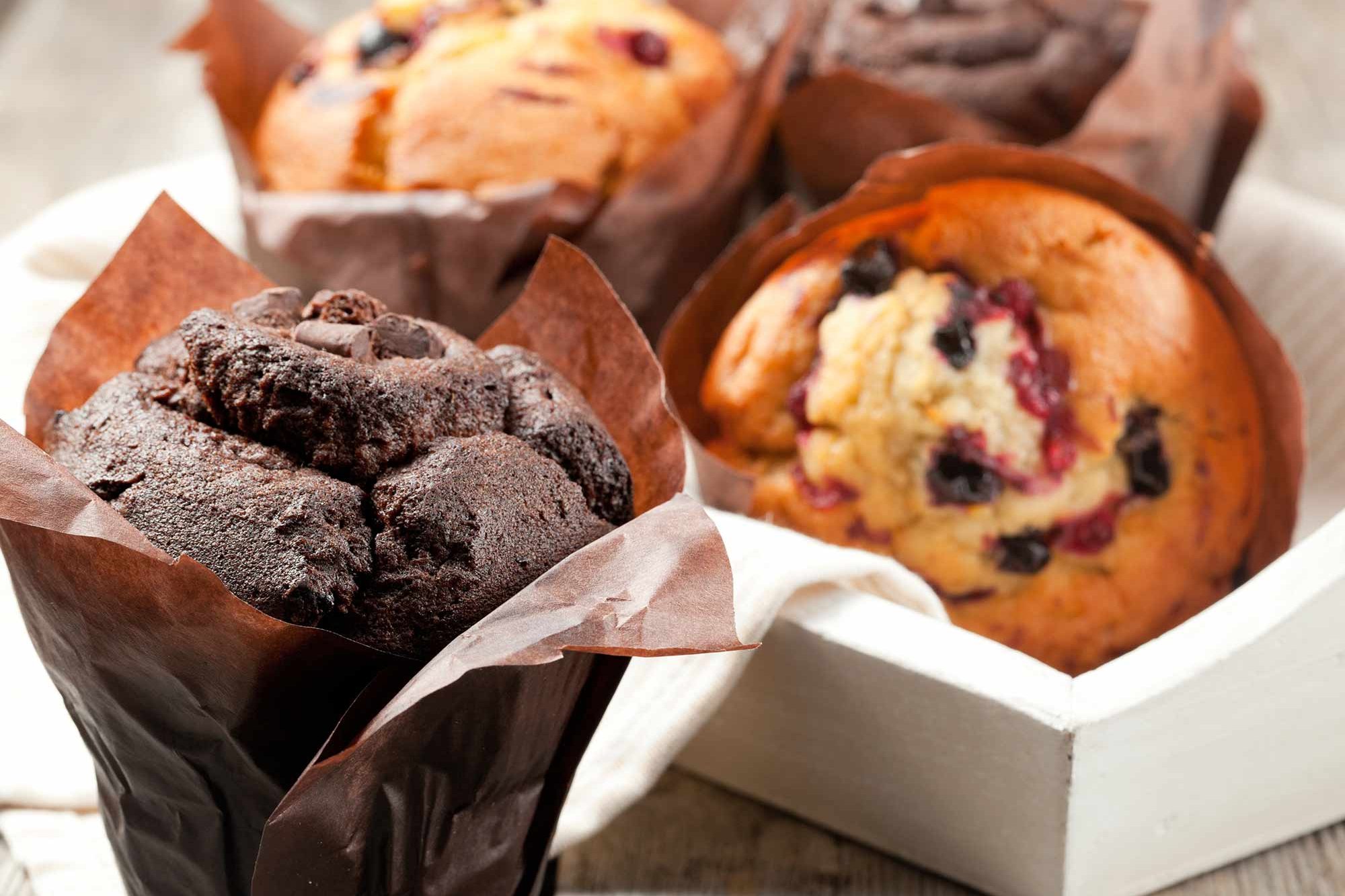 Verschiedene Muffins im Café Blueberry