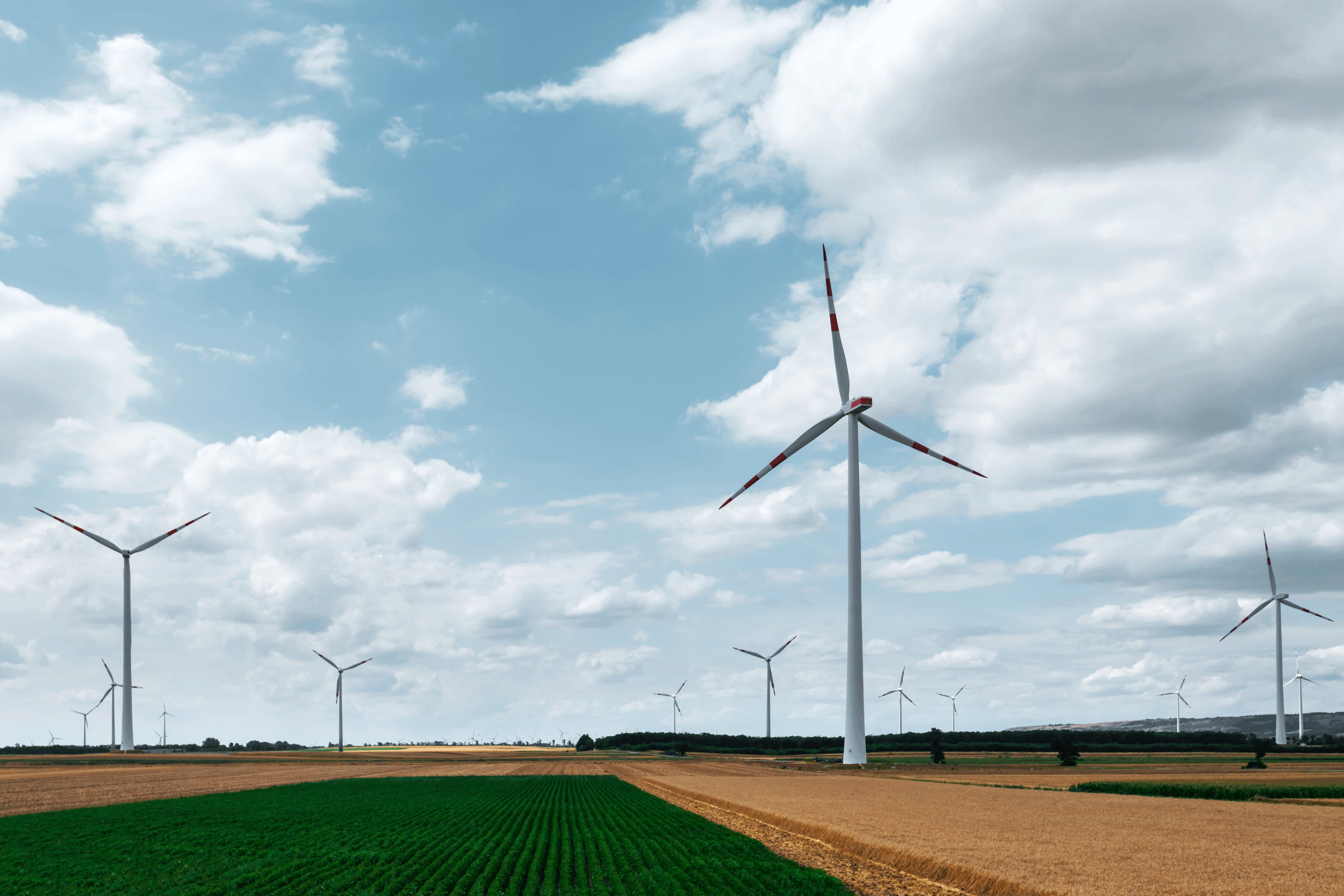Windräder auf einem Feld Windräder auf einem Feld