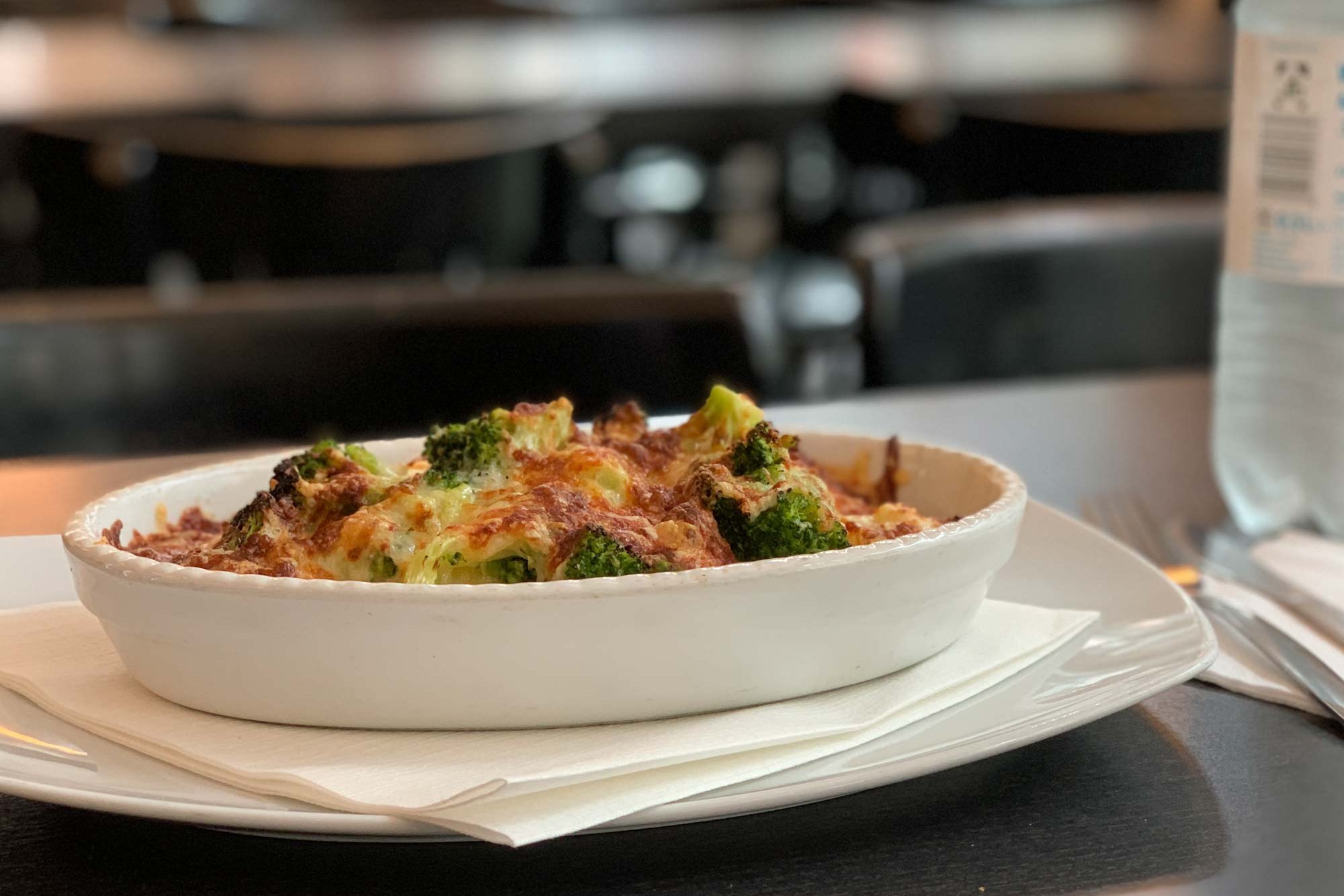 Vegetable gratin in a dish